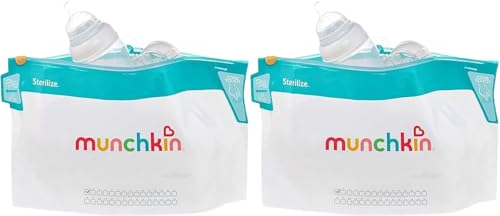 MunchkinBaby Cool Touch Microwave Steriliser Bags Teat & Dummy Steriliser 12 Reusable Cold Water Sterilising Unit Alternative With Welari Thank You Card Baby Essential Newborn Essential 6 Bag x 2 Pack