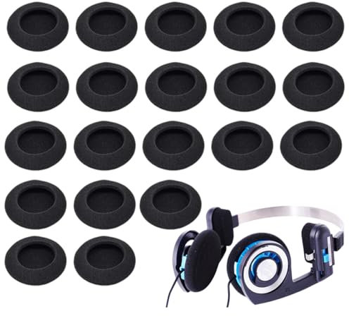 20 x Remplacement Noir Mousse Coussinets d'oreille pour Casque Écouteurs, Mousse Coussinets Oreillettes Coussinets en Mousse pour Ecouteurs 55mm, Foam Earbud Earpad Pad Replacement Sponge Covers