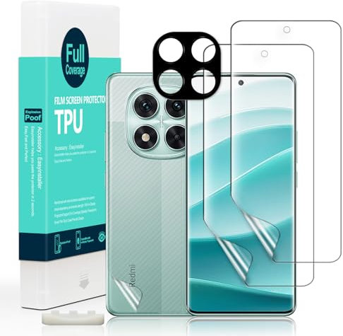 Ibywind 2 Piezas Protector Pantalla para Xiaomi Redmi Note 14 Pro 5G 6,67+1 Pieza Protector Cámara+1 Pieza Protector Trasera Fibra Carbono,Protector hidrogel TPU