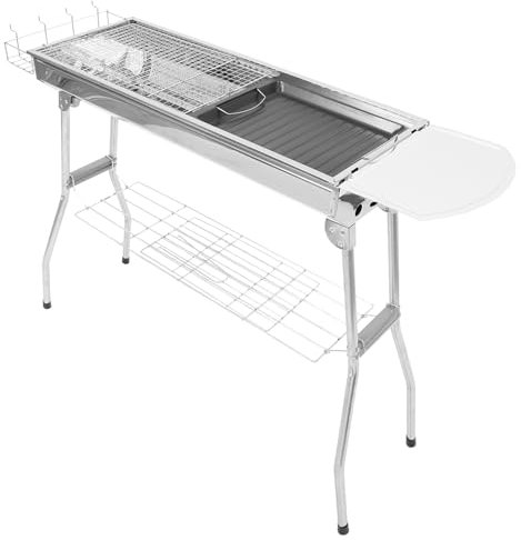 Yardwe Bbq Grill Camping Grill Mesh Portable Stainless Steel Easy to Store Mesh Net and Pan Outdoor