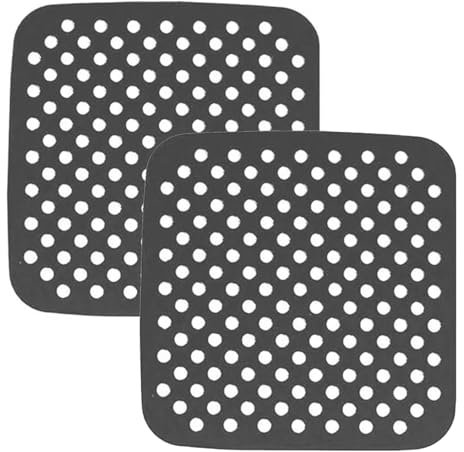 Silicone Air Fryer Liners 2 Pack Reusable Non-Stick Dual Basket Air Fryer Liner Mats for Double Drawer Dual Air Fryer and Steaming Basket Accessories Heat Resistant (Square)
