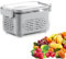 Poupangke Fruit Containers for Fridge | Multifunctional Leakproof Refrigerator Colander Bins | Stackable Transparent Refrigerator Colander Bins with Lid and Removable Colander for Fruits