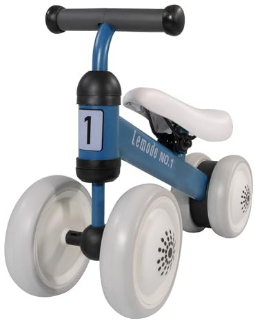 Lemodo Laufrad blau, Lauflernrad, Kinderlaufrad ab 1 Jahr, Baby Laufrad, Stabiler Metallrahmen, erstes Rutschfahrzeug, Balance Fahrrad ohne Pedale, Mini Laufrad mit 4 Rädern, max. Belastung 50kg