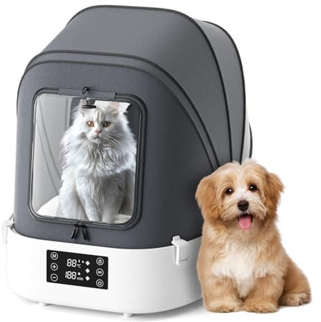 Asciugacapelli automatico per animali domestici, 60 l, pieghevole, flusso d'aria silenzioso a 360°, controllo temperatura/tempo, per toelettatura di cani, gatti e cuccioli