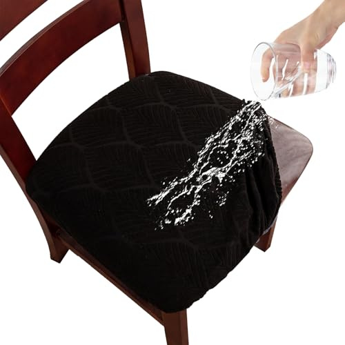 Laurraine wasserdichte Sitzbezüge 4er Set – High Stretch Sitzkissen, Herausnehmbar & Waschbar für Bankett, Küche, Hotel (schwarz)