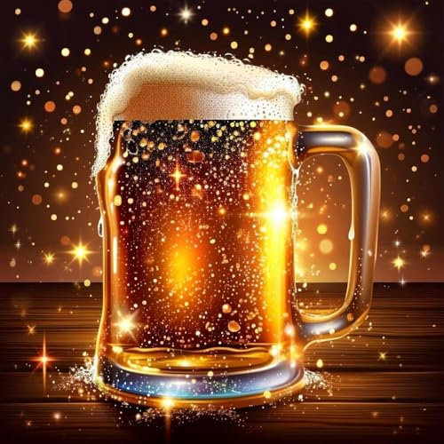 Malen Nach Zahlen Erwachsene Bierglas, Anfänger und Kinder, DIY Handgemalt Ölgemälde Kit Mit Knitterfreie Leinwand, Pinsels und Acrylfarbe, -Kreativ Bastelset, Exquisit Frau Geschenk 50x50cm D-217