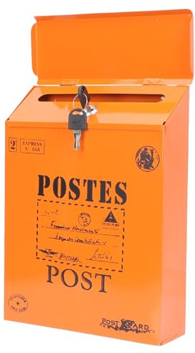 NOLITOY Cassetta Posta Vintage da Parete in Ferro con Lucchetto Scatola Lettere Decorativa Stile Retrò per Casa Ufficio e Giardino Coperture Magnetiche Inclusi Design Inglese Stampato
