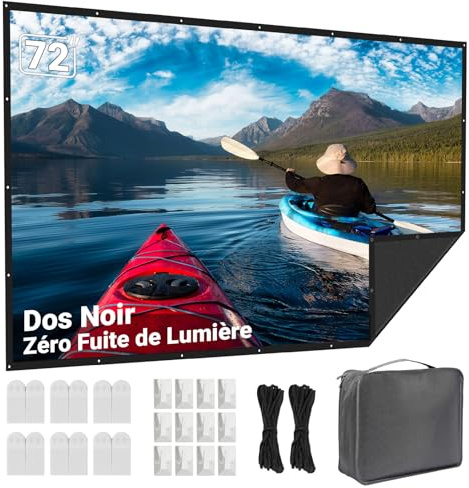 LEORFI Pantalla Proyector 72 Pulgadas con Fondo Negro Opaco Portátil | Mayor contraste con fondo opaco,tela antiarrugas lavable,bolsa de transporte incluida,ideal para cine en casa,jardín,camping
