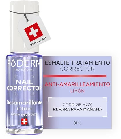 PODERM Smalto Trattamento Correttore & Perfezionatore – De-Ingiallente al Limone | 8 ML – Ripristina la Chiarezza con Finitura Brillante per Unghie Macchiate | Sviluppato da un Podologo in Svizzera