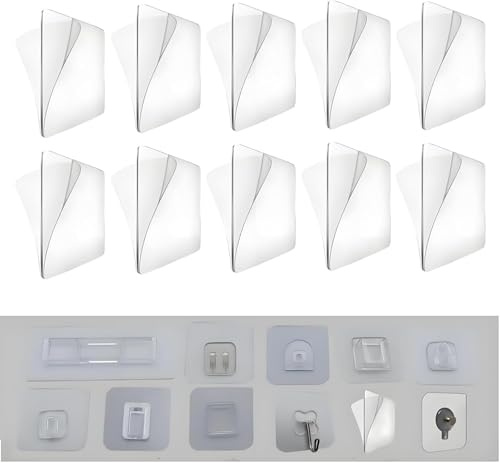 DreamyRetreat 10Pcs Transparent Wall Mounted Replacement Sticky Pads for Kitchen Bathroom Shower Caddy Organizer Rack Holder Nail Free Adhesive Hooks Bathroom Accessories (Double-Sided Sticker)