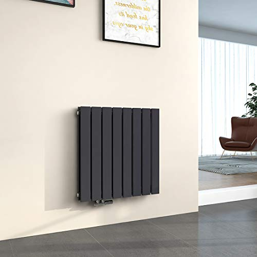 EMKE Heizkörper Horizontal 630x620mm, Design Flachheizkörper Doppellagig Moderne Heizkörper Flach Paneelheizkörper Seitenanschluss Anthrazit 826W