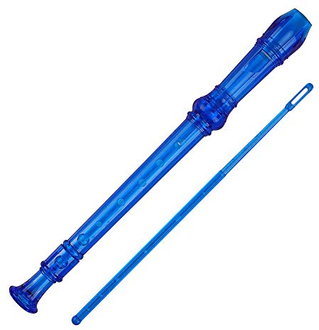 Descant Flauta Recorder Crystal Soprano Recorder 8 Hole Clarinet German Style Treble flute C Key for Students With Fingering Chart Instructions Transparent Blue