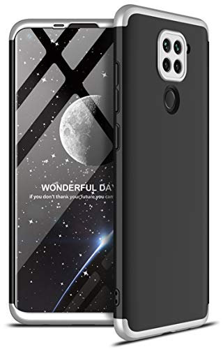 ZSCHAO Funda para Xiaomi Redmi Note 9 360 Grados Slim Fina Antigolpes +Cristal Templado Carcasa Funda Compatible con Xiaomi Redmi Note 9 Dura rigida Ultrafina Completa Mate Case Cover Negra+Plata