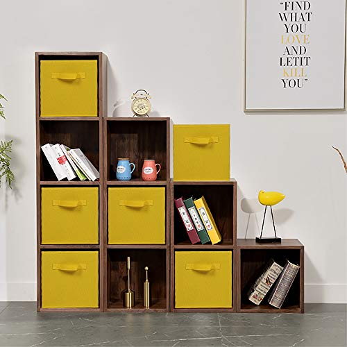 HomeSailing EU Unit Storage Box Cube for Clothes Laundry Wardrobe Underwear Organiser Bedroom Kids Toys Canvas Storage Box Bin Fabric Collapsible with Handle (x4, Gold Yellow)