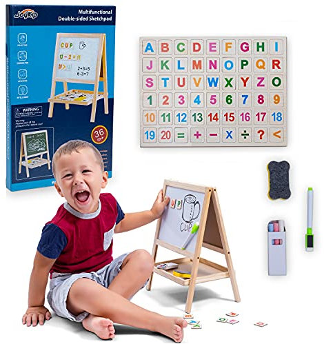 JoyKip Mini-Tischmagnettafel Schwarz-Weiß-Zeichenbrett für Kinder – Multifunktionaler doppelseitiger Skizzenblock mit Alphabet und Zahlen – Lernspielzeug für Jungen und Mädchen ab 3 Jahren