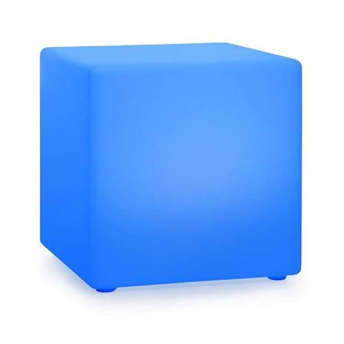 Blumfeldt Shinecube XL Gartenlampe mit LED-Beleuchtung in 16 Farben, Größe: 40 x 40 x 40 cm, Licht-Modi: Strobe, Flash, Fade, Smooth, wasserdicht, Fernbedienung, Akku, In-/ Outdoor, Material: PE, weiß