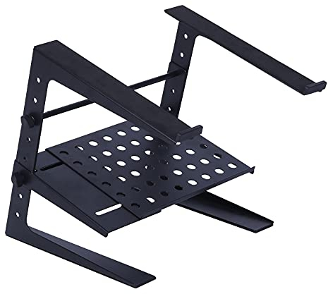 Fame Audio Laptop Stand LS-1 Eco Tray, Leichter Portabler Laptopständer, Verstellbare Extra-Ablage, Individuell Anpassbare Seitliche Erweiterungen, Ideal für Musiker, DJs, Techniker, Schwarz