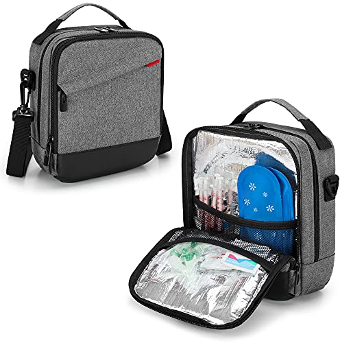 CURMIO Insulin Diabetiker Tasche, Insulin Kühltasche für Medikamente, Isoliert Reisetasche für Insulin und Diabetiker Zubehör (LEERE TASCHE, Patent Angemeldet), Grau