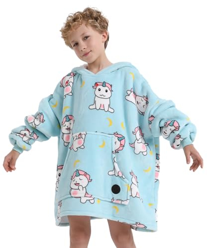 THREE PDDLE Decken Hoodie, Oversize Hoodie Decken Pullover Kuschelpullover für Damen Herren Kinder, Warm und Weiches Futter, Übergroßer Hoodie Sherpa-Decke, Verschiedene Muster Verfügbar