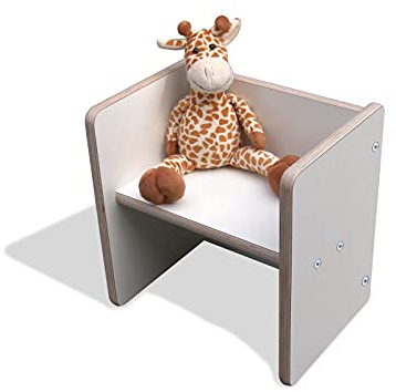 Taburete reversible para niños, color blanco