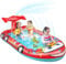 Planschbecken, aufblasbarer Pool, 177,8 x 101,6 cm, groß, 3-in-1, strapazierfähig, PVC, aufblasbare Sprinklermatte mit flachem Pool, großer Schwanz, Sprinkler, Lenkrad, Spritzpad für Kinder, Hunde,