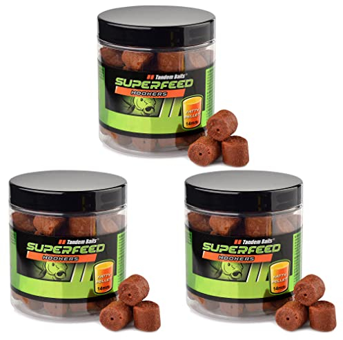 Tandem Baits Karpfen Futter Angelfutter Haken Pellets SuperFeed Hook Fatty Pellet 3-er Set 14 mm 150 g Flavour Mix Fisch
