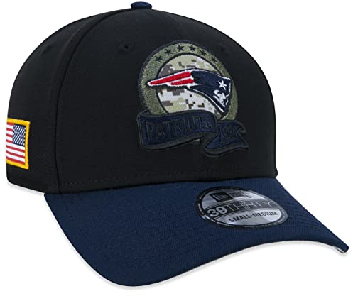 New Era New England Patriots NFL Salute to Service 2022 Black Blue 39Thirty Stretch Cap - L-XL (7 1/8-7 5/8)