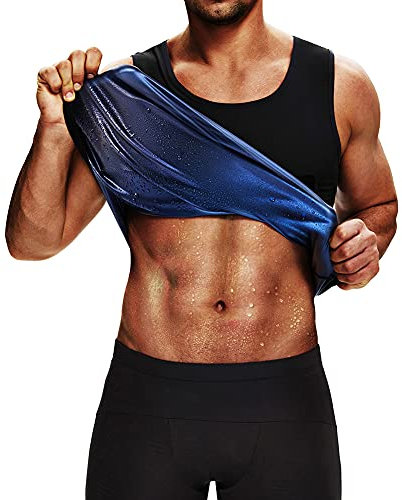 baxobaso Saunaanzug Schweiß Taille Trainer Weste für Männer Sweat Workout Tank Top Shaper Blau 2XL/3XL