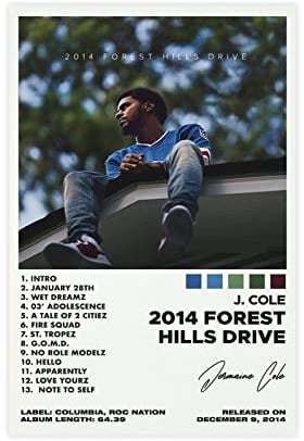 J Cole Poster 2014 Forest Hills Drive Album Cover Poster Leinwand Poster Wandkunst Dekor Bild Gemälde für Wohnzimmer Schlafzimmer Dekoration Unframe Stil 20 x 30 cm