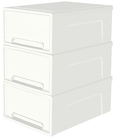 Cetomo 5L*3 Cajones de Almacenamiento de Plástico, Organizadores para Escritorio de Oficina, Caja de Almacenamiento, Torre Apilable para Cosméticos, PP, Duradero, Blanco, 5L-3 Unidades