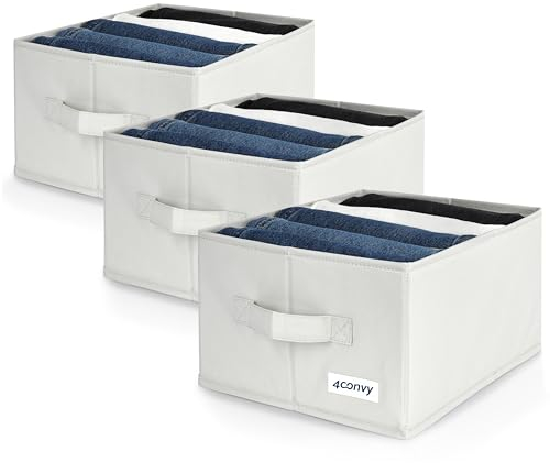 Hosen Organizer für Kleiderschrank - Feste Aufbewahrungsbox mit Großen Fächern - Faltbares Ordnungssystem - Schrank Organizer für Jeans, Shirts - 3 Stück