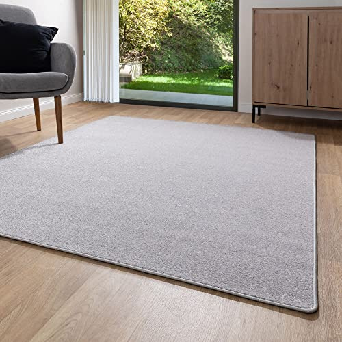 Steffensmeier Kurzflor Teppich Ibiza | Wohnzimmerteppich | Stilvoll | Pflegeleicht | Jugendteppich | Grau, Größe: 80x150 cm