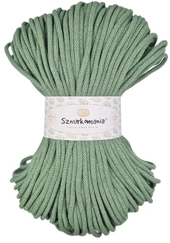 Sznurkomania - Cordón de algodón trenzado (5 mm, 100 m, 46 colores, cordón de ganchillo, cordón de macramé, hilo de macramé, cuerda de macramé)