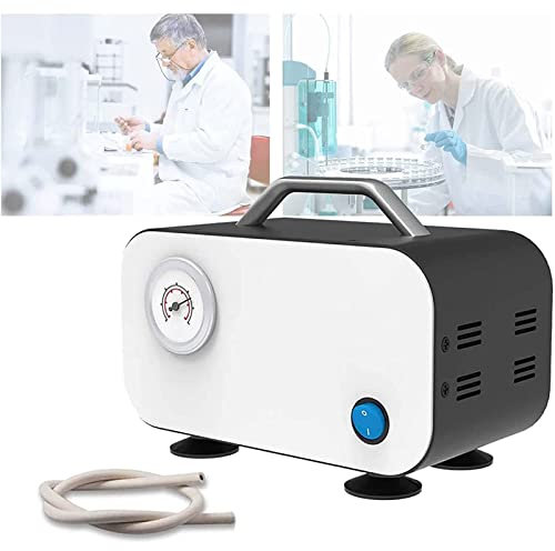 Oiless Diaphragm Vacuum Pump, 15L/min Fast Pumping, Small Portable Lab Vacuum Pump, 30W Negative Pressure Vacuum Pump, Membrane Pump with Rubber Tube, Oil-Free Motor, for Industrial, Lab
