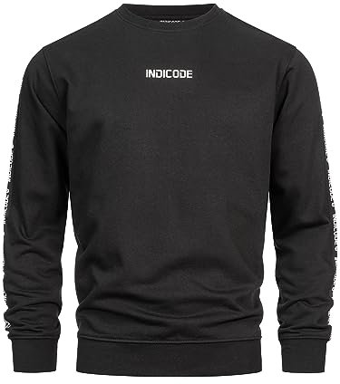 Indicode Herren INKorbin Sweatshirt mit RIPP-Bündchen und Rundhals-Ausschnitt | Sweater aus Baumwoll-Mix Black, XL