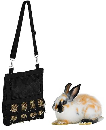 Relaxdays Heutasche für Kleintiere, aus Stoff, HxB 30 x 30 cm, schwarz | Heusack für Kaninchen, Meerschweinchen, Hamster