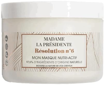 Madame la Présidente - Masque Nutri-actif Cheveux - Nourrit, Hydrate & Fortifie - Soin Cheveux Secs, Abîmés & Cassants - 97,6 d'ingrédients d'origine naturelles - Résolution N°6-240ml