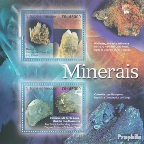 Prophila Collection Sao Tome E Principe Bloque 824 (Completa. edición) Nuevo con Goma Original ** MNH 2011 minerales (Sellos para los coleccionistas) Minerales/Fósiles/Joyería/Relojes