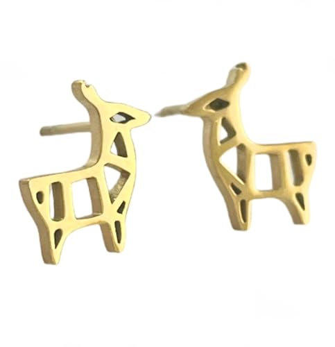 Ohrstecker Lama gold Edelstahl Ohrringe Origami klein