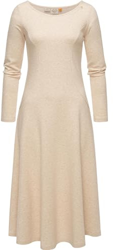 Ragwear Damen Jersey Shirtkleid Langarm Sweatkleid Winterkleid Appero Long Beige Melange Gr. XXL