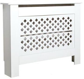 AL AJAL Rhombix Style Radiator Cover Modern MDF Wood White Living Room Bedroom Hallway Cabinet (SMALL)