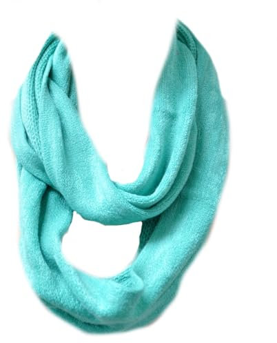 Damen Herren Unisex Winter Strickschal Loop Schal Rundschal Schlauchschal Uni (Türkis)