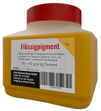Grey Element Shop Flüssigpigment Farbe Gelb 250ml – Hochkonzentrierte Pigmentdispersion für Beton, Harz, Gips, Wandfarbe & mehr – Universelle Farbpaste für Innen & Außen