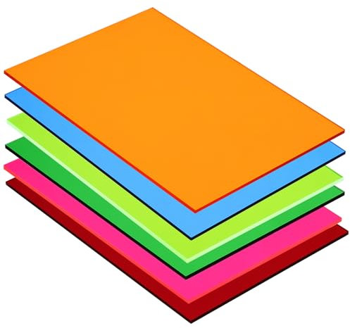 sourcing map Lot de 6 feuilles acryliques PMMA colorées transparentes de 17,8 x 12,7 cm 6 couleurs pour projets de bricolage, art, artisanat, découpe laser et gravure