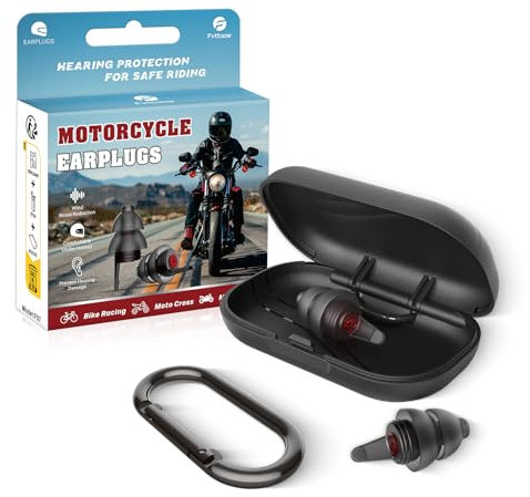 Fvttaow Motorrad Ohrstöpsel, Windgeräusche Verringern & Verkehr noch hörbar, Gehörschutz Ohrenstöpsel für Motorradfahrer, Fahrrad, Renn, Touring - Wiederverwendbar Earplugs, SL, BK