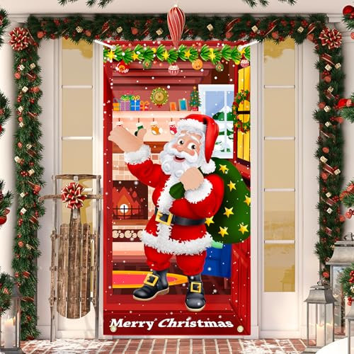 Weihnachten Tür Abdeckung Dekoration Weihnachtsmann Tür Hängen Banner Weihnachten Deko Weihnachtsfeier Fotografie Hintergrund für Indoor Outdoor