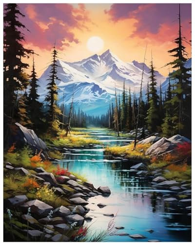 Acvruxyn Diamond Painting Landschaft Berge – 5D Vollbohrer DIY Diamantmalerei Set für Erwachsene Natur Wald Diamond Painting, Diamond Painting Set für Wanddekoration, 30x40cm, Kreatives Basteln