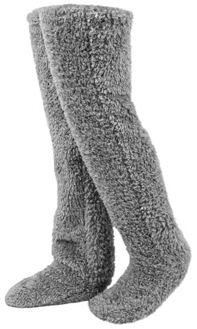 Chaussettes Chaudes du Genou Duveteuses Épaisses, Hiver Chaussettes Genou à Hauteur Chaudes Femme, Chauffe-Jambes Chaussettes de Sommeil pour Thermiques Maison