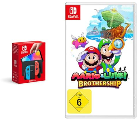 Nintendo Switch-Konsole (OLED-Modell) Neon-Rot/Neon-Blau & Mario & Luigi: Brothership