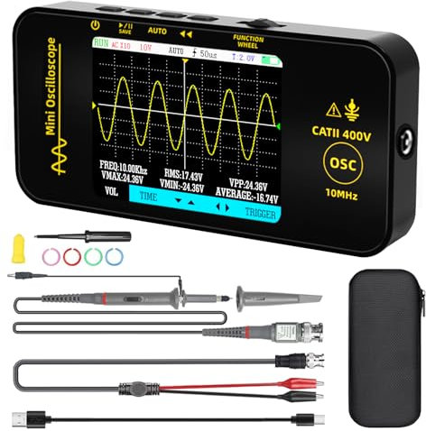 BSIDE Osciloscopio digital Ancho de banda 10MHz Osciloscopio de mano Pantalla TFT de 3.2'' Osciloscopio portátil 48MSa/s Frecuencia de muestreo Función de disparo Auto/Nomal/Simple
